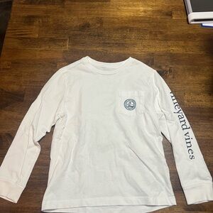 Vineyard Vines White Long Sleeve Tee with Logo